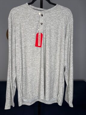 NWT Bruno Milano Men's Super Soft Henley Long sleeve Heathered gray shirt sz XL